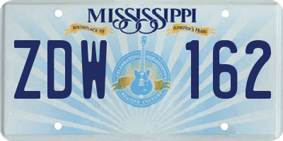 MS license plate ZDW162