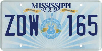 MS license plate ZDW165