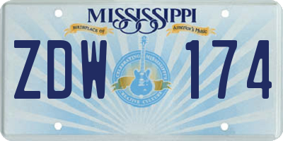 MS license plate ZDW174