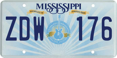 MS license plate ZDW176