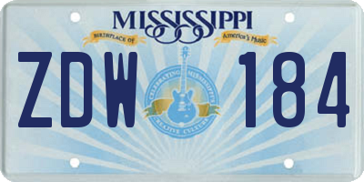 MS license plate ZDW184