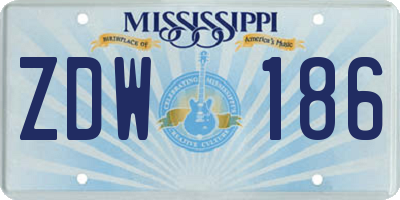 MS license plate ZDW186