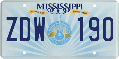 MS license plate ZDW190
