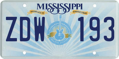 MS license plate ZDW193
