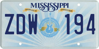 MS license plate ZDW194