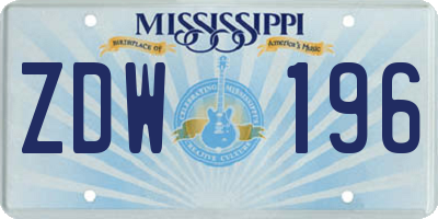 MS license plate ZDW196