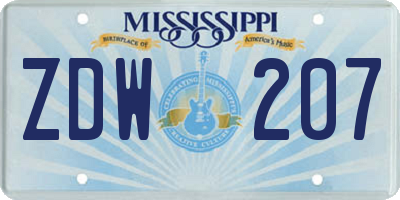 MS license plate ZDW207