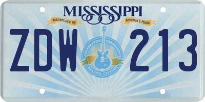 MS license plate ZDW213