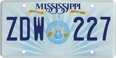 MS license plate ZDW227
