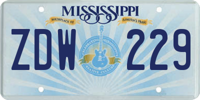 MS license plate ZDW229