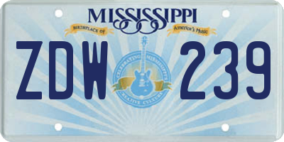 MS license plate ZDW239