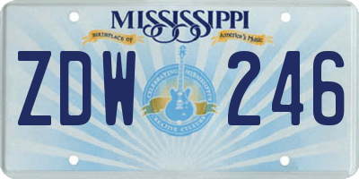 MS license plate ZDW246