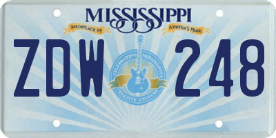 MS license plate ZDW248
