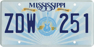 MS license plate ZDW251