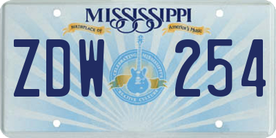 MS license plate ZDW254