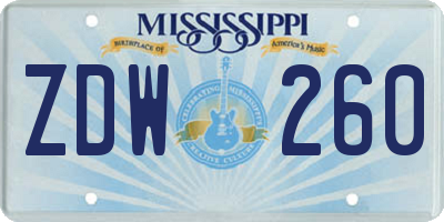 MS license plate ZDW260