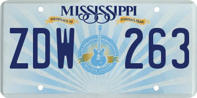 MS license plate ZDW263