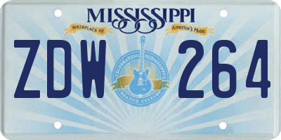 MS license plate ZDW264