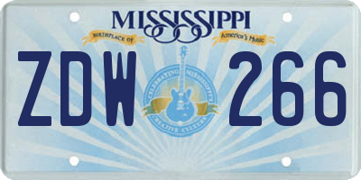 MS license plate ZDW266