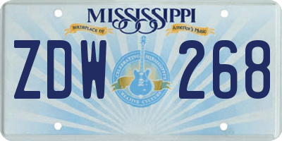 MS license plate ZDW268
