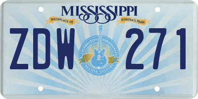 MS license plate ZDW271