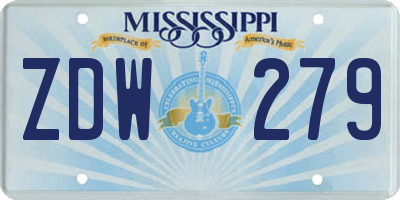 MS license plate ZDW279