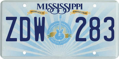 MS license plate ZDW283