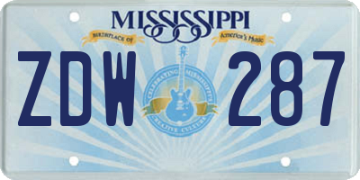 MS license plate ZDW287
