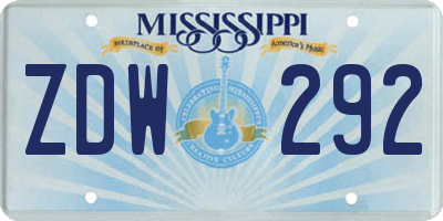 MS license plate ZDW292