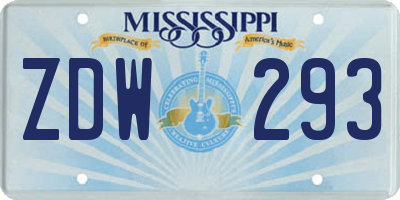 MS license plate ZDW293