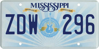 MS license plate ZDW296