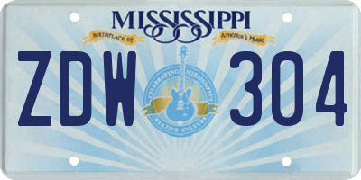 MS license plate ZDW304