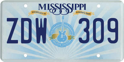 MS license plate ZDW309