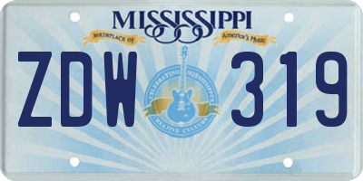 MS license plate ZDW319