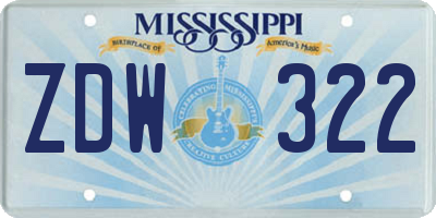 MS license plate ZDW322