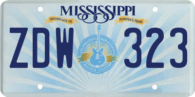 MS license plate ZDW323