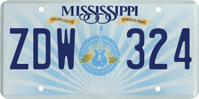 MS license plate ZDW324