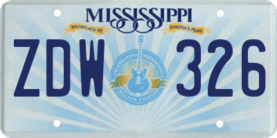 MS license plate ZDW326