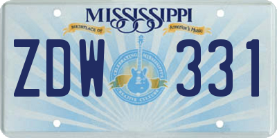 MS license plate ZDW331