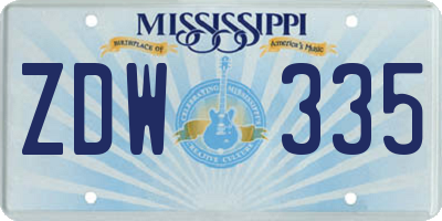 MS license plate ZDW335