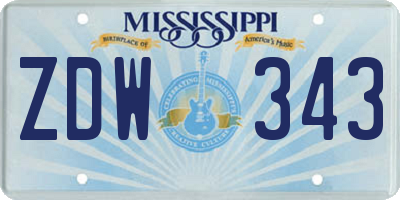 MS license plate ZDW343