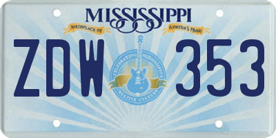 MS license plate ZDW353