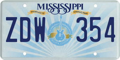 MS license plate ZDW354