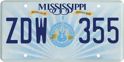 MS license plate ZDW355