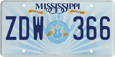 MS license plate ZDW366