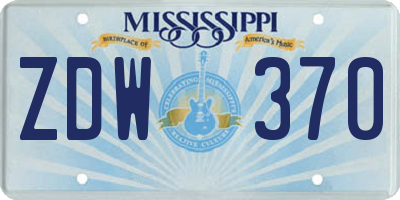 MS license plate ZDW370