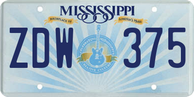 MS license plate ZDW375