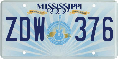 MS license plate ZDW376