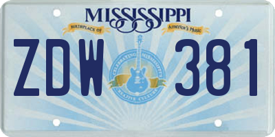 MS license plate ZDW381