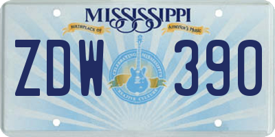 MS license plate ZDW390